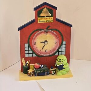 VTG Scholastic Book Fair Clock School Library Teacher Hand Painted Collectible